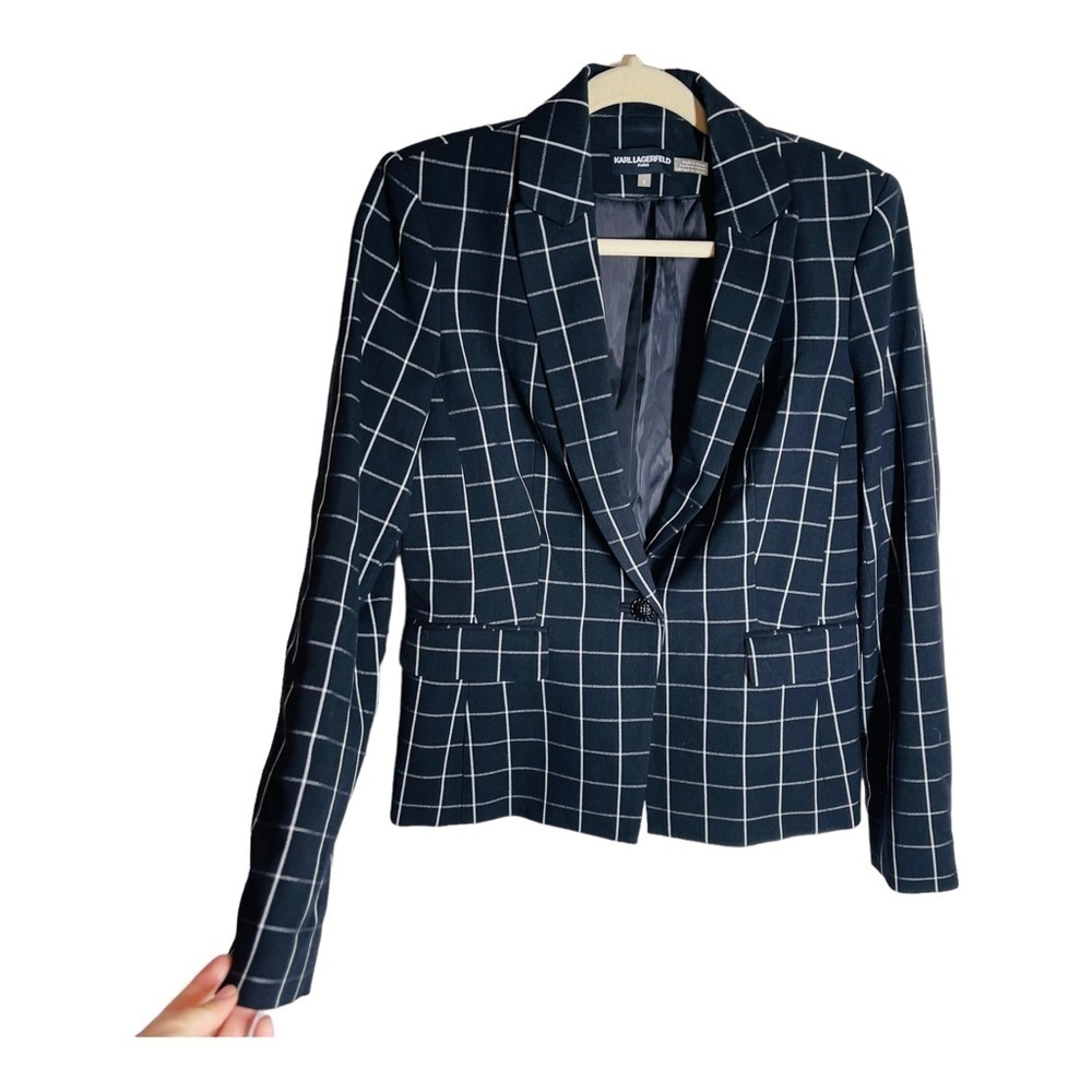 Karl Lagerfeld black and white grid blazer